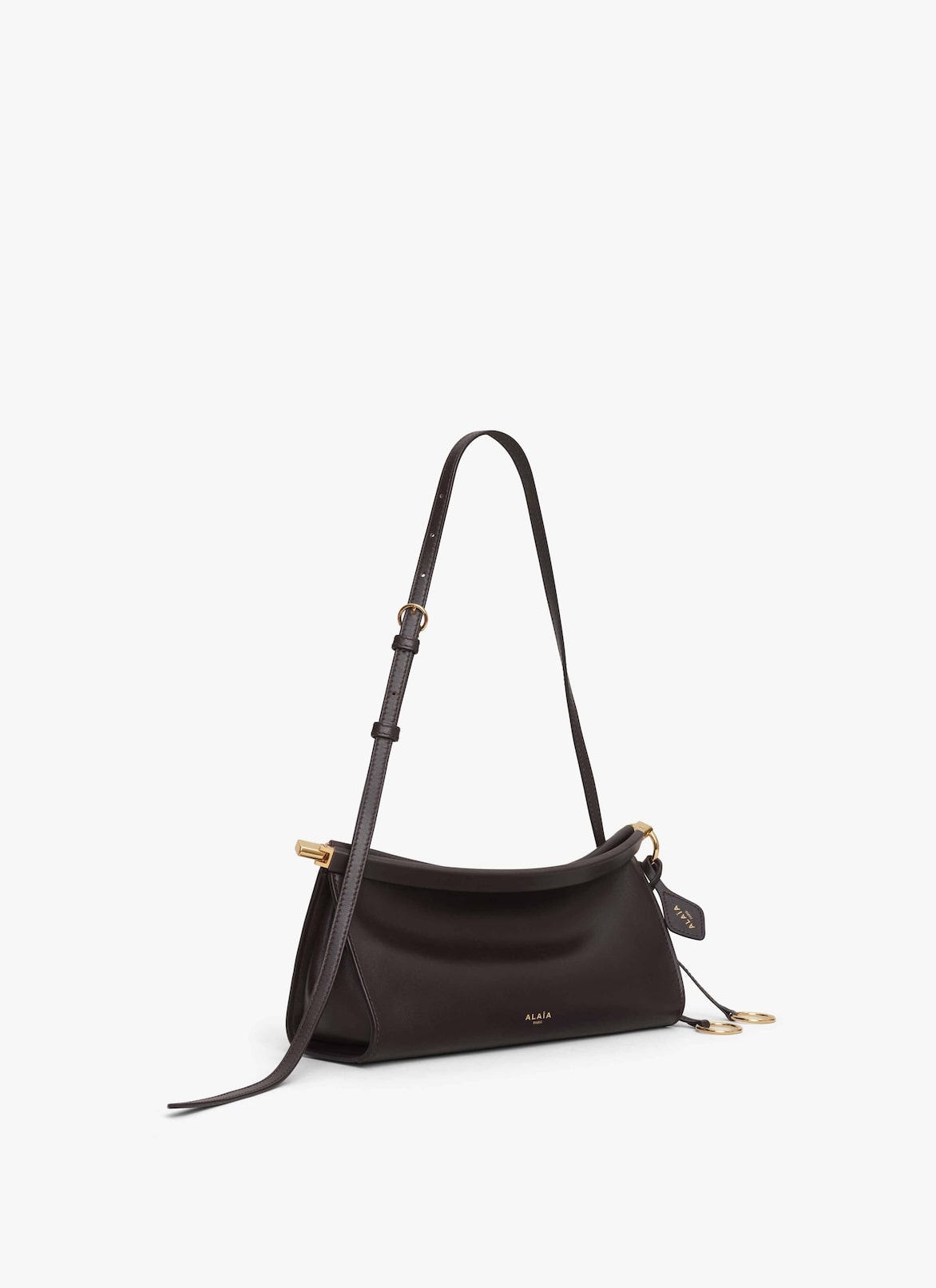 LE CLICK EAST WEST SMALL BAG IN LEATHER  ALAÏA DARK BROWN LE CLICK EAST WEST SMALL BAG IN LEATHER